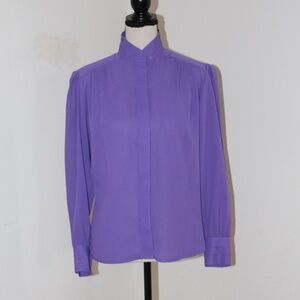 BLAIR Boutique,  Vintage purple hidden front button with a high neck blouse